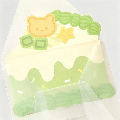 Cake Shaped Folding Greeting Card with Envelope