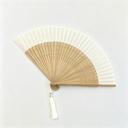 Plain Silk Bamboo Folding Hand Fan