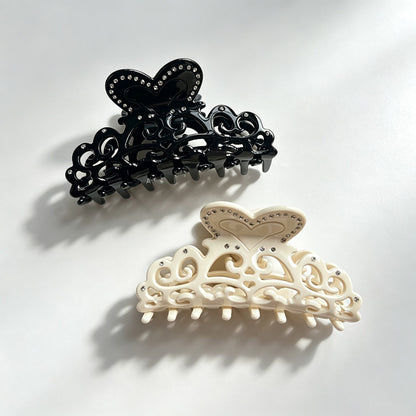 Hollow Heart Rhinestone Hair Claw