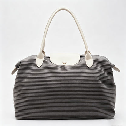 Striped Velvet Travel Tote Bag