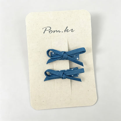 Navy Bow Hair Clips