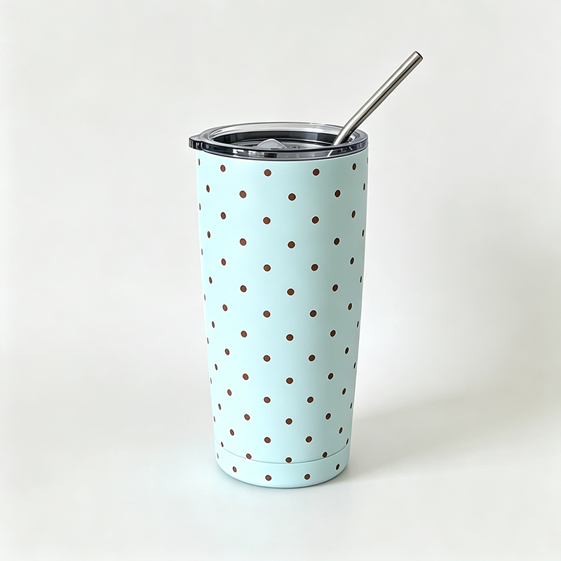 Polka Dot Straw Tumbler