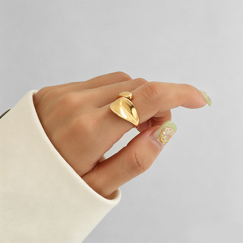 Irregular Concave Textured Open Ring