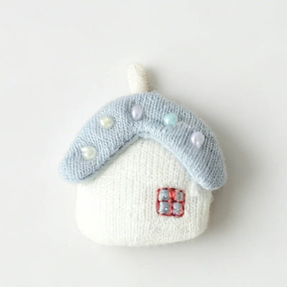 Artistic Pink Blue House Brooch