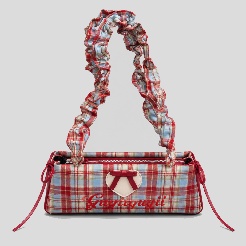 Plaid Bow Handle Underarm Bag