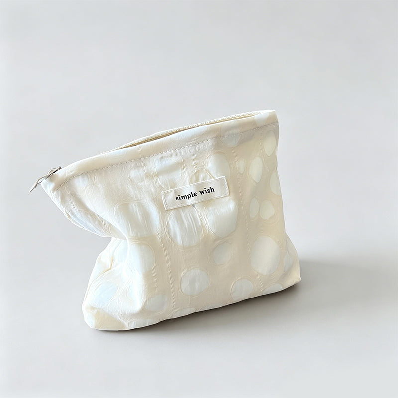 Natural Crinkle Embossed Floral Cotton Makeup Pouch