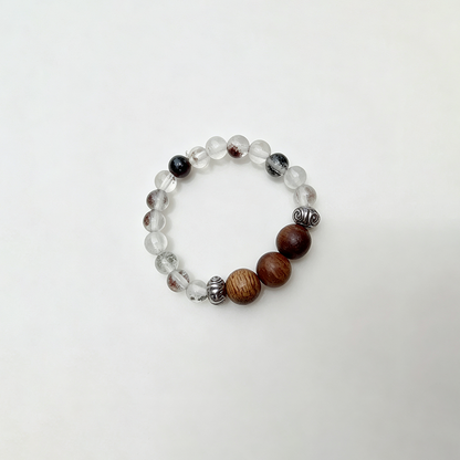 Wooden Clear Stretch Beaded Ring