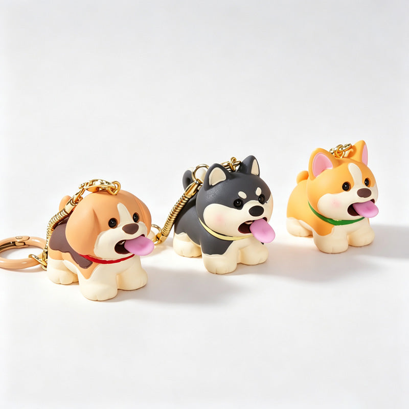 Resin Dog Figure Keychain