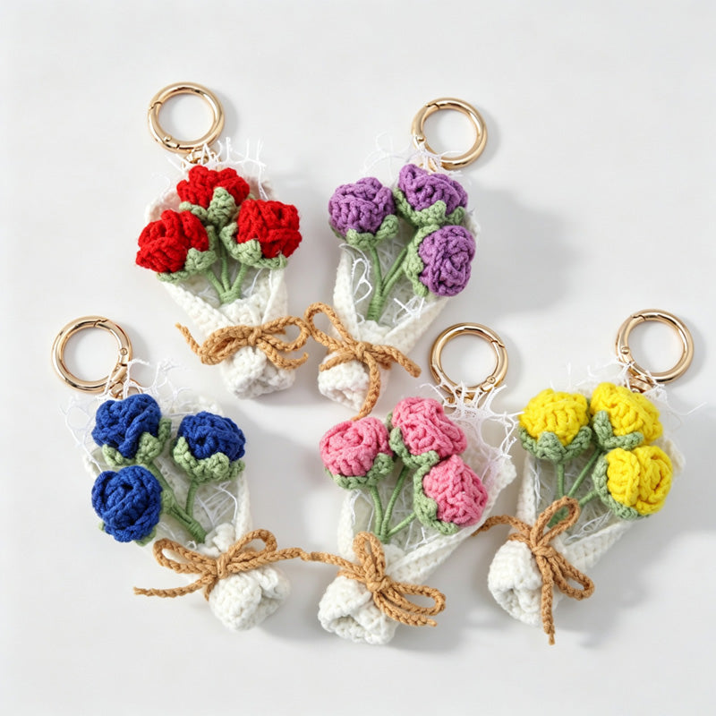 Crochet Flower Bouquet Keychain