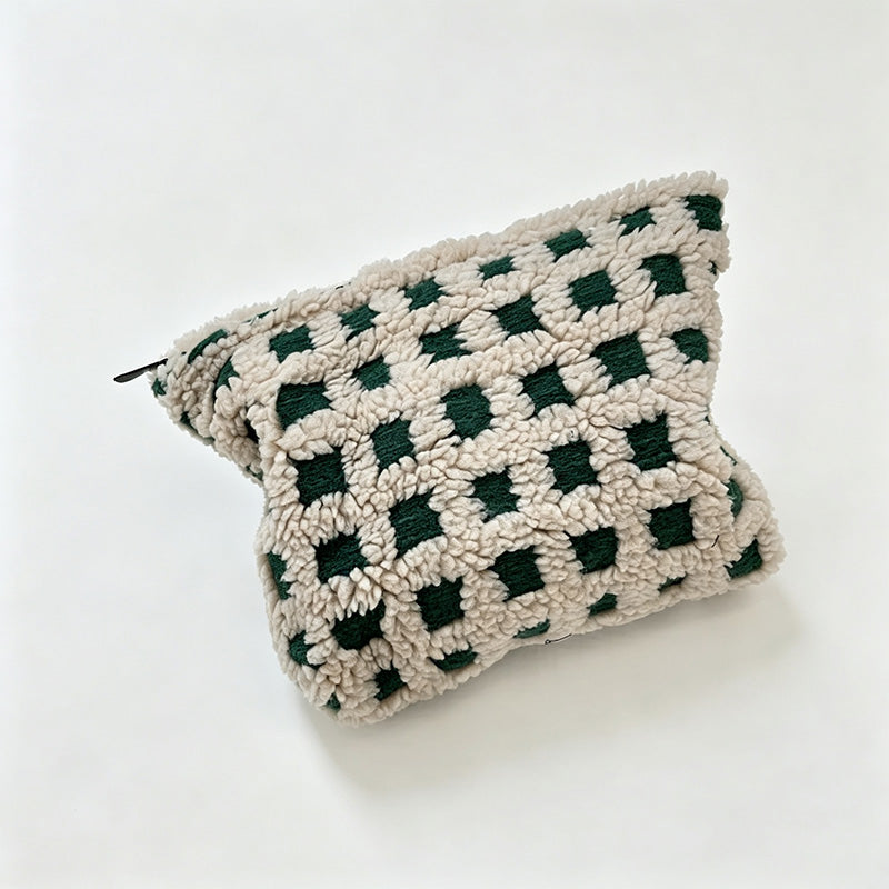 Woven Check Cosmetic Pouch