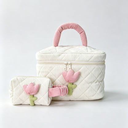 Corduroy Quilted Cosmetic Bag