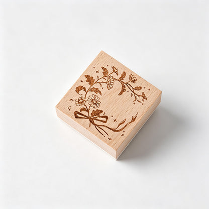 Floral Wooden Rubber Stamp