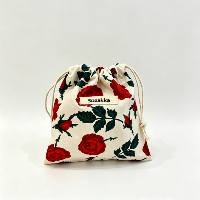 Floral Print Drawstring Pouch