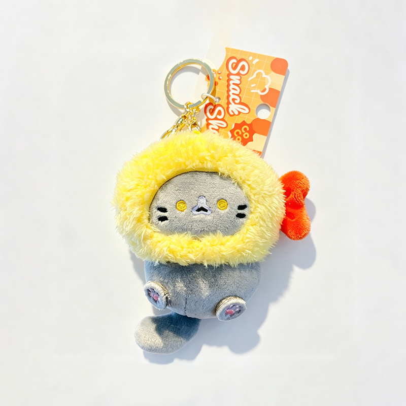 Food‑Outfit Cat Plush Keychain