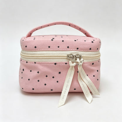 Handled Star Print Makeup Bag