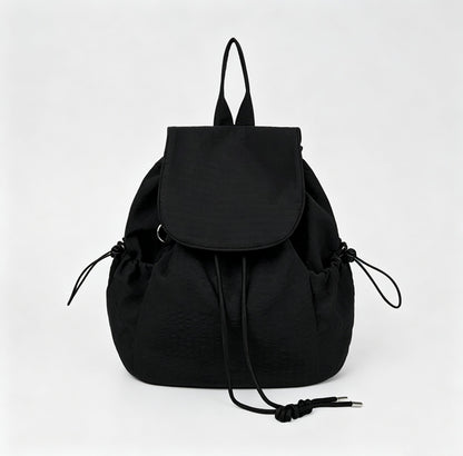 Check Drawstring Flap Backpack