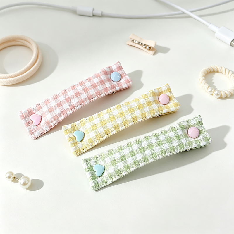 Grid Print Decor Snap Closure Data Cable Organizer