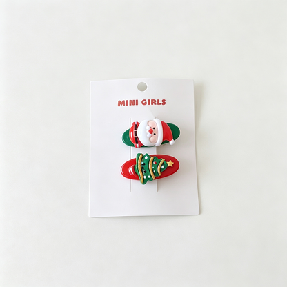 2PCS Soft Clay Christmas Hair Clips