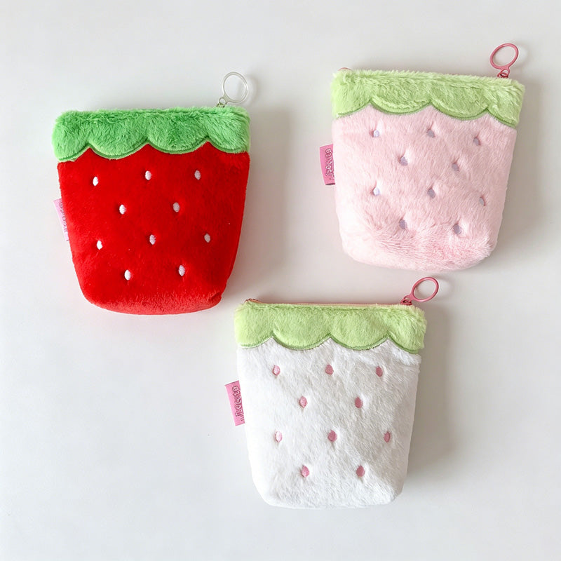 Strawberry Flat Zip Pouch