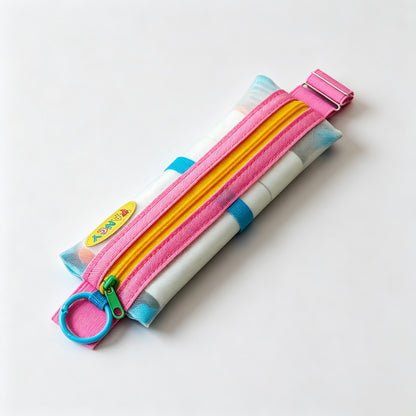 Color Block Double Layer Mesh Pencil Case