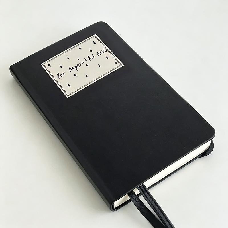 A6 Black Faux PU Leather Blank Notebook