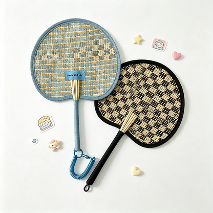 Woven Wheat Straw Hand Fan