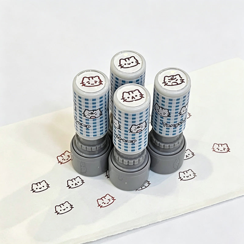 ini Cat Self‑Inking Round Stamp