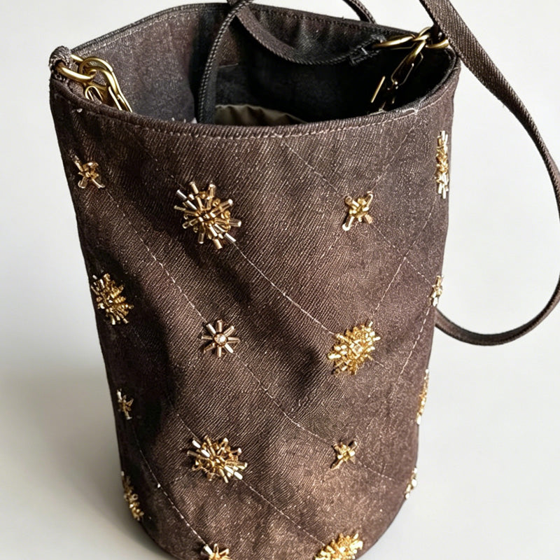 Beaded Cylinder Bucket Bag