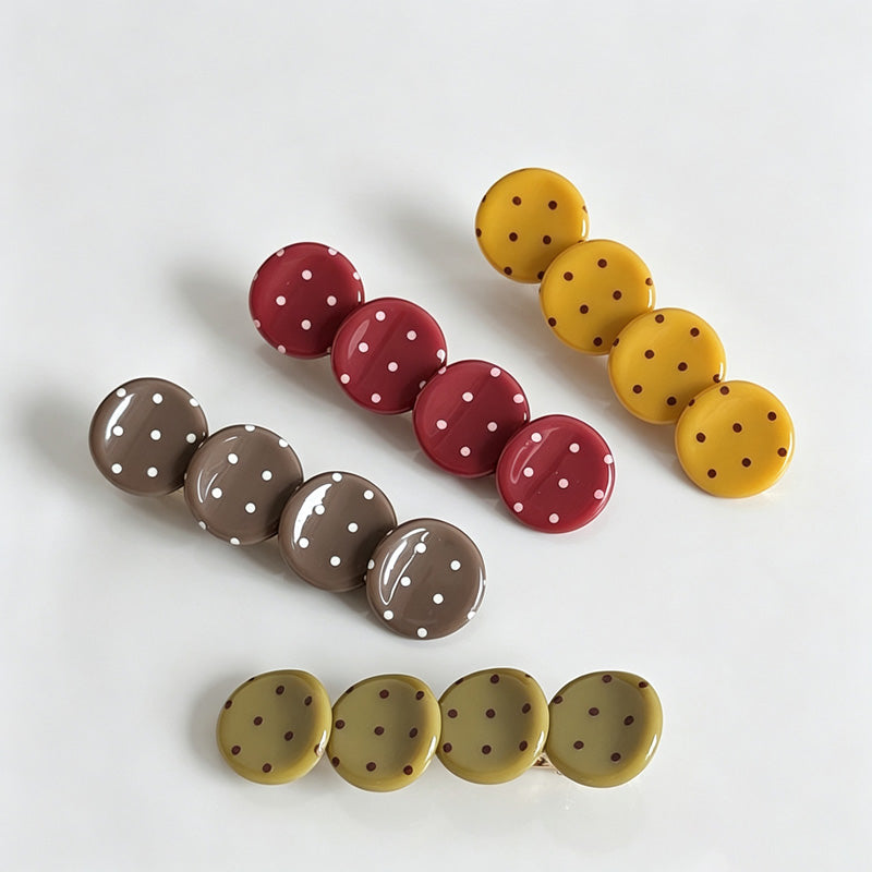 Polka‑Dot Acetate Hair Barrettes
