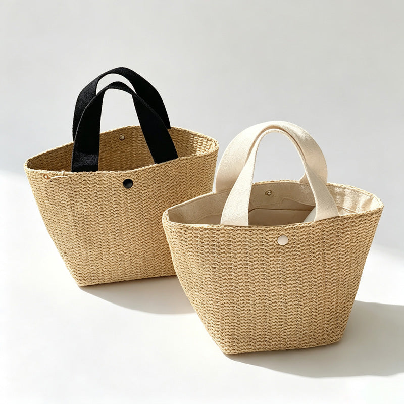 Woven Mini Handle Tote Bag