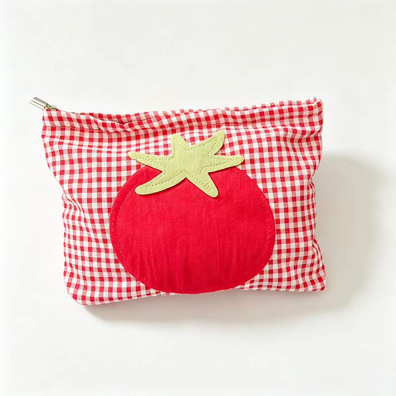Tomato Gingham Zip Pouch