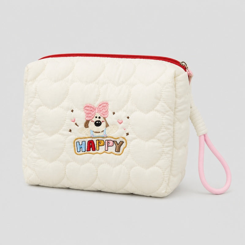 Puppy Embroidered Cosmetic Bag