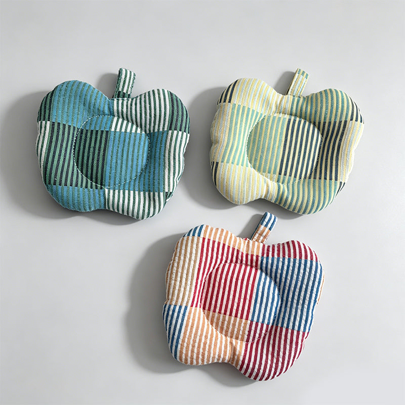Apple Shaped Color Block Plaid Padded Fabric Coaster