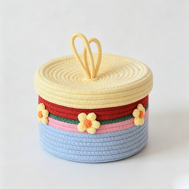 Striped Rope Storage Basket