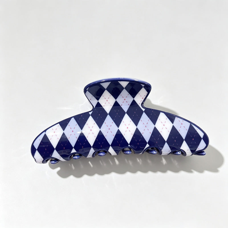 Argyle Print Fan Shape Hair Claw