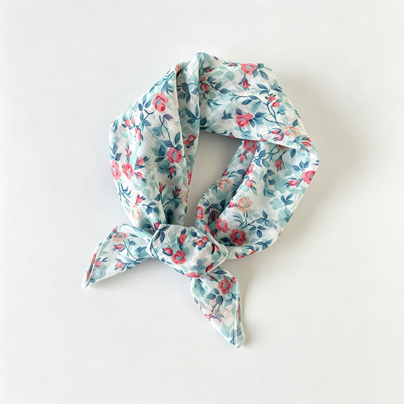Square Print Floral Neck Head Bandana