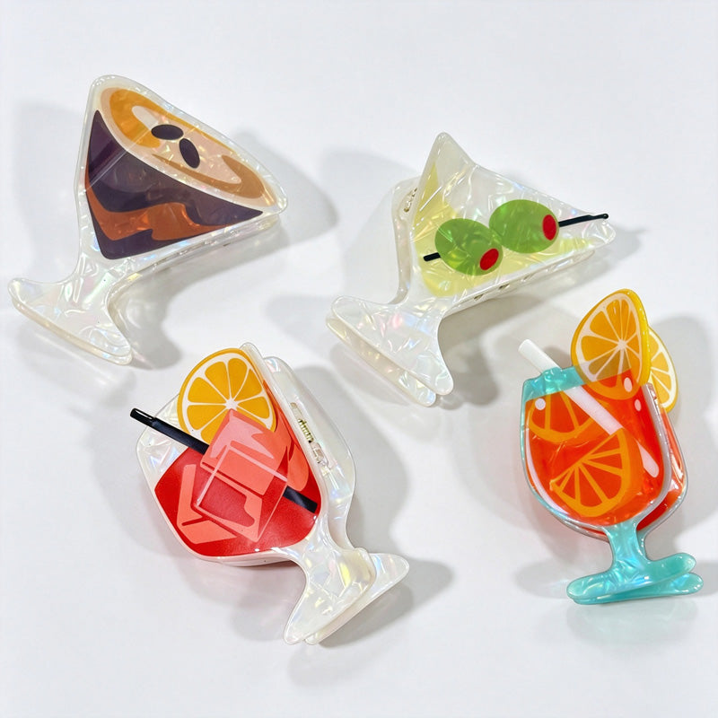 Cocktail Glass Claw Clip