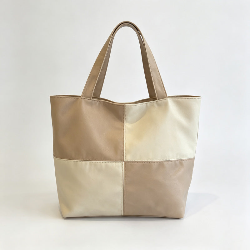 Color Block Canvas Tote Bag