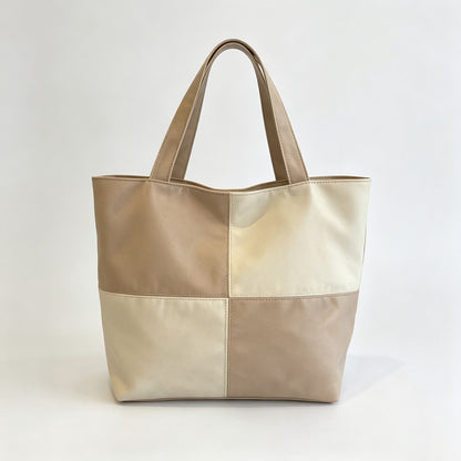Color Block Canvas Tote Bag