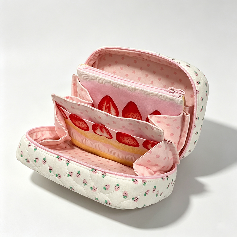 Strawberry Toast Folding Storage Pouch