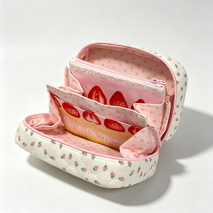 Strawberry Toast Folding Storage Pouch