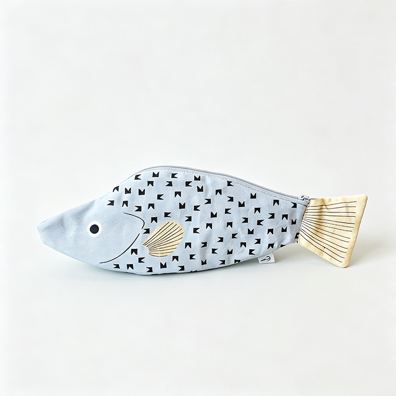 Fish‑Shaped Canvas Pencil Pouch