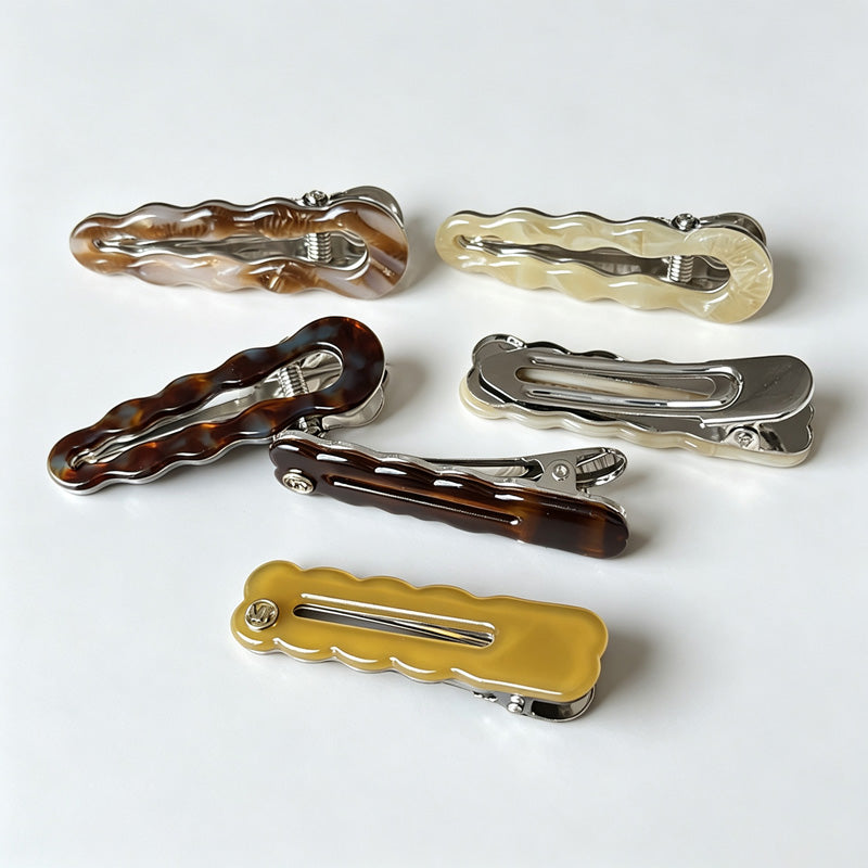 Wavy Edge Alligator Hair Clip 2‑Piece Set