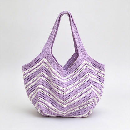 Zigzag Stripe Knit Tote Bag