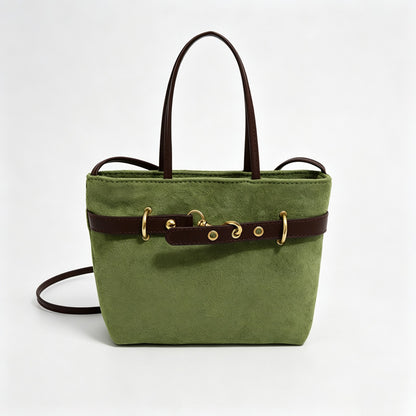 Faux Suede Mini Tote Crossbody Bag