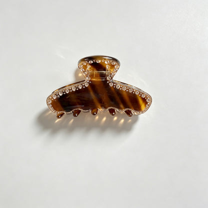 Rhinestone Inlay Striped Hair Claw