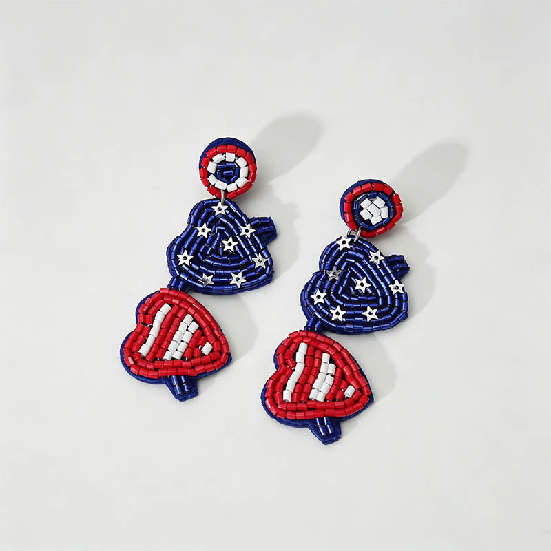 Beaded Patriotic Statement Ear - Shopdayla Wholesale - #2418