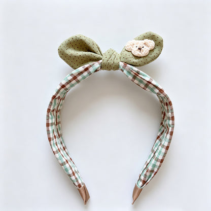 Plaid Fabric Bow Headband