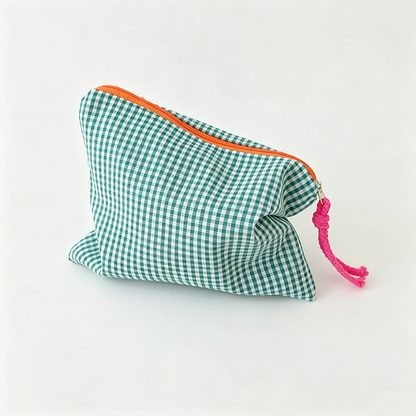 Color Contrast Plaid Makeup Bag