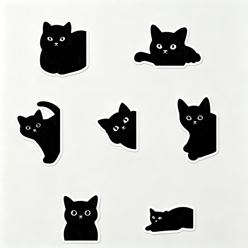 Black Cat Silhouette Magnetic Bookmarks